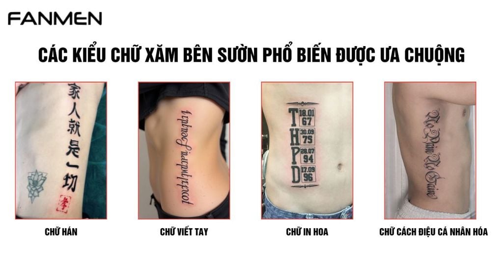 Các Kiểu Chữ Xăm Bên Sườn Phổ Biến Được Ưa Chuộng