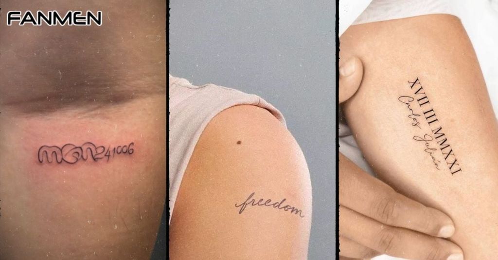 Hình xăm chữ đẹp cho nam ở bắp tay mẫu 10