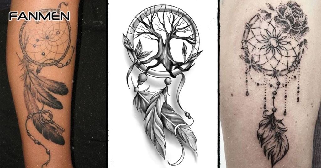 Hình xăm Dreamcatcher cho nam ở chân mẫu 1