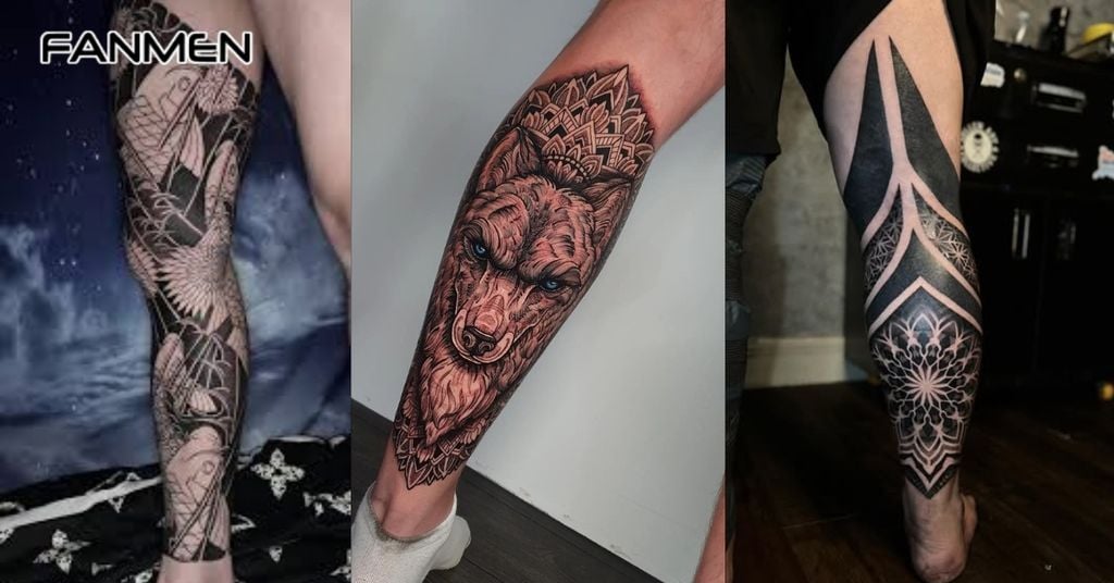 Hình Xăm Full Chân Phong Cách Blackwork 1