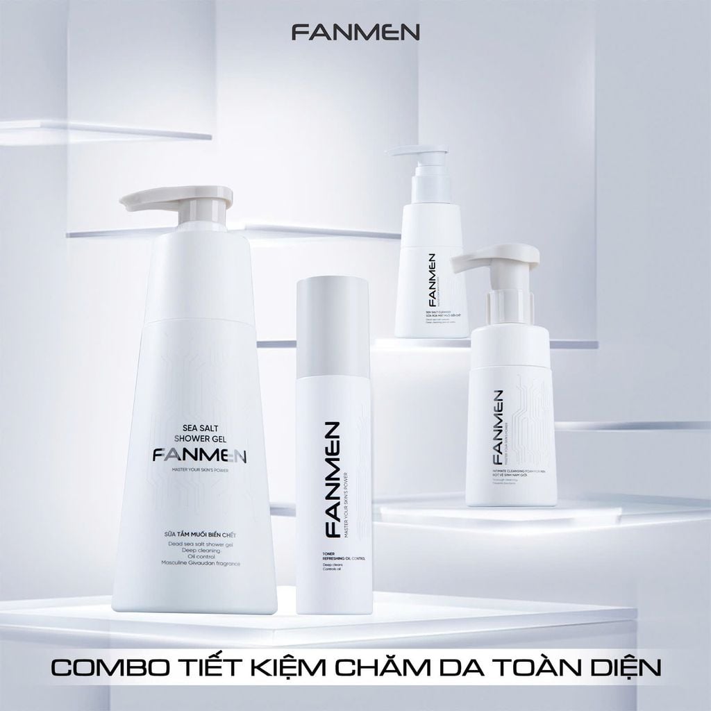 Combo Sữa rửa mặt, Sữa tắm, Bọt vệ sinh và Toner Fanmen