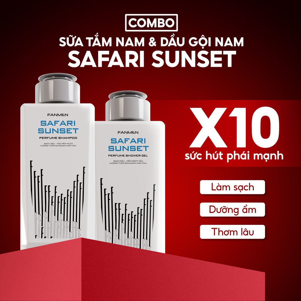 COMBO SỮA NAM TẮM SAFARI SUNSET & DẦU GỘI NAM SAFARI SUNSET
