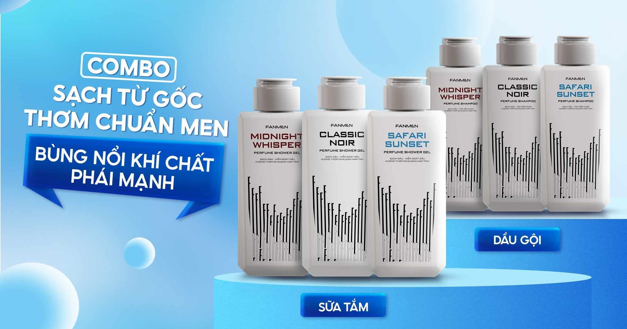 Combo sữa tắm và dầu gội Fanmen